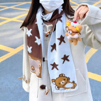 Thumbnail for Kawaii Rilakkuma Star Knit Winter Scarf - ArtGalleryZen