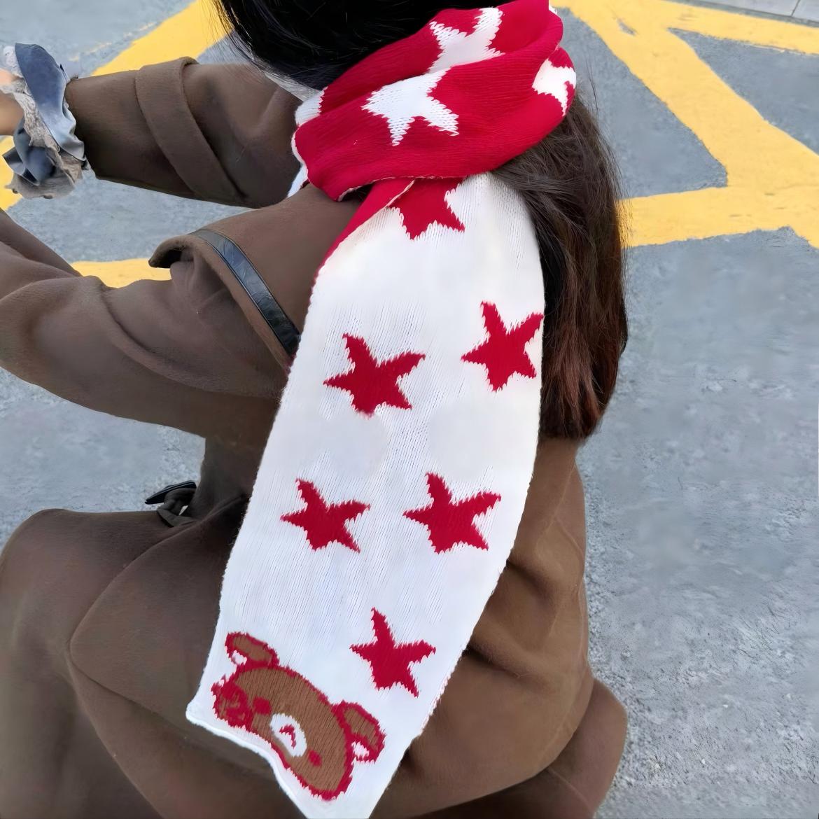 Kawaii Rilakkuma Star Knit Winter Scarf - ArtGalleryZen