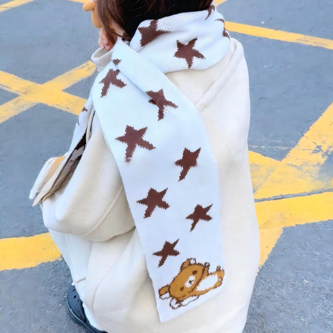 Kawaii Rilakkuma Star Knit Winter Scarf - ArtGalleryZen