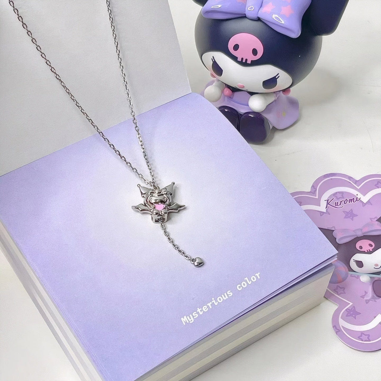 Kawaii Sanrio Cupid Heart Moving Angel Wings Kuromi Necklace - ArtGalleryZen