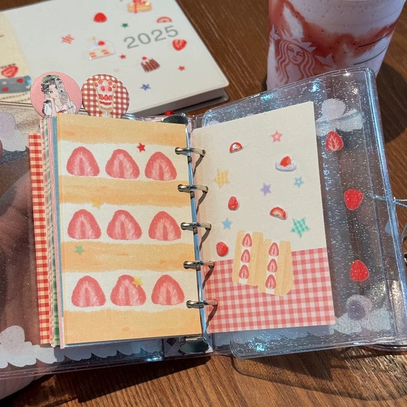 Kawaii Strawberry Cake A7 M5 PVC Binder Cover - ArtGalleryZen