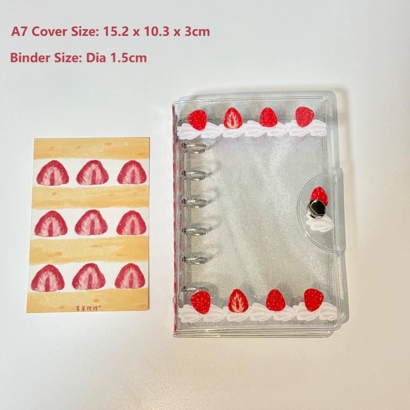 Kawaii Strawberry Cake A7 M5 PVC Binder Cover - ArtGalleryZen