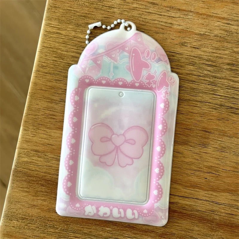 Kawaii Strawberry Cake Photocard Holder Keychain - PVC Card Organizer - ArtGalleryZen