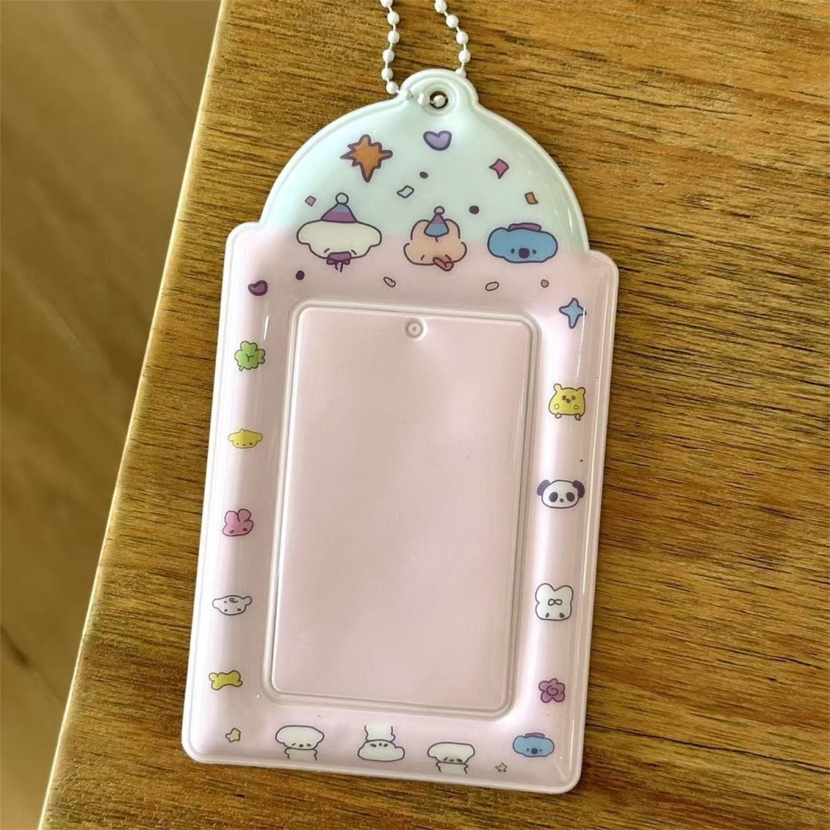 Kawaii Strawberry Cake Photocard Holder Keychain - PVC Card Organizer - ArtGalleryZen