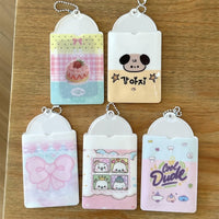 Thumbnail for Kawaii Strawberry Cake Photocard Holder Keychain - PVC Card Organizer - ArtGalleryZen