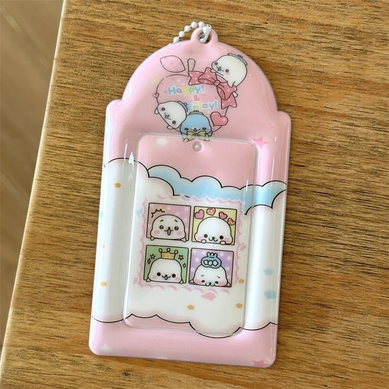 Kawaii Strawberry Cake Photocard Holder Keychain - PVC Card Organizer - ArtGalleryZen