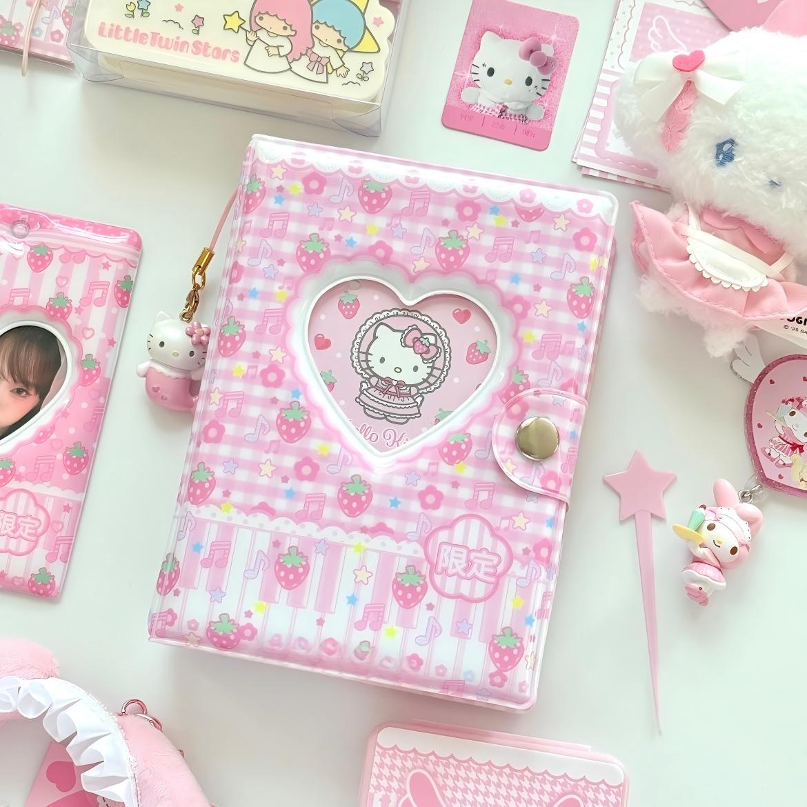 Kawaii Strawberry Melody Hollow Heart A7 Binder Cover - ArtGalleryZen