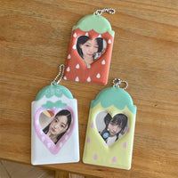 Thumbnail for Kawaii Strawberry Photocard Holder Keychain - Cute Kpop Card Display - ArtGalleryZen