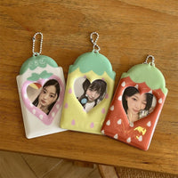 Thumbnail for Kawaii Strawberry Photocard Holder Keychain - Cute Kpop Card Display - ArtGalleryZen