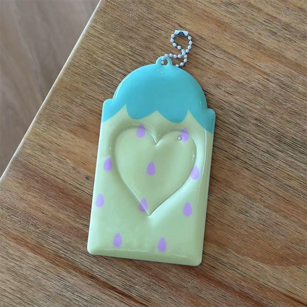 Kawaii Strawberry Photocard Holder Keychain - Cute Kpop Card Display - ArtGalleryZen