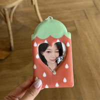 Thumbnail for Kawaii Strawberry Photocard Holder Keychain - Cute Kpop Card Display - ArtGalleryZen