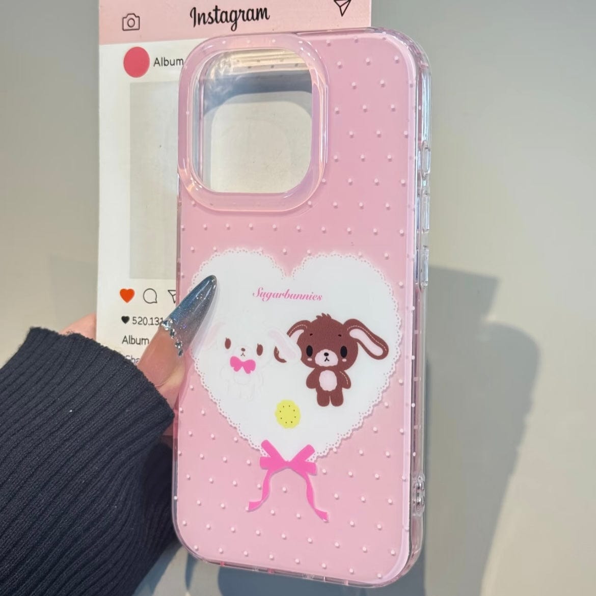 Kawaii Sugarbunnies Heart iPhone Case - ArtGalleryZen