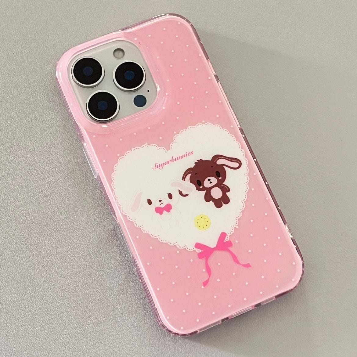 Kawaii Sugarbunnies Heart iPhone Case - ArtGalleryZen