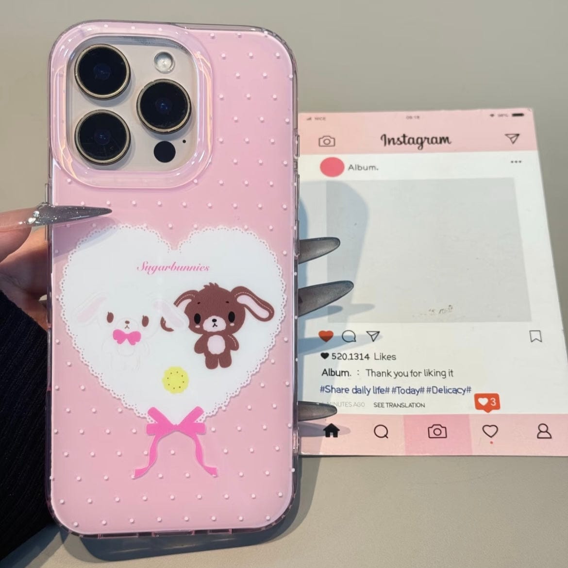 Kawaii Sugarbunnies Heart iPhone Case - ArtGalleryZen