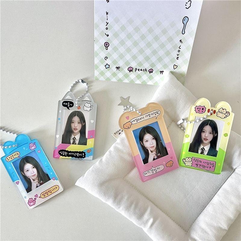 Korea Style Puppy Cat Acrylic Kpop Keychain Photocard Holder - ArtGalleryZen