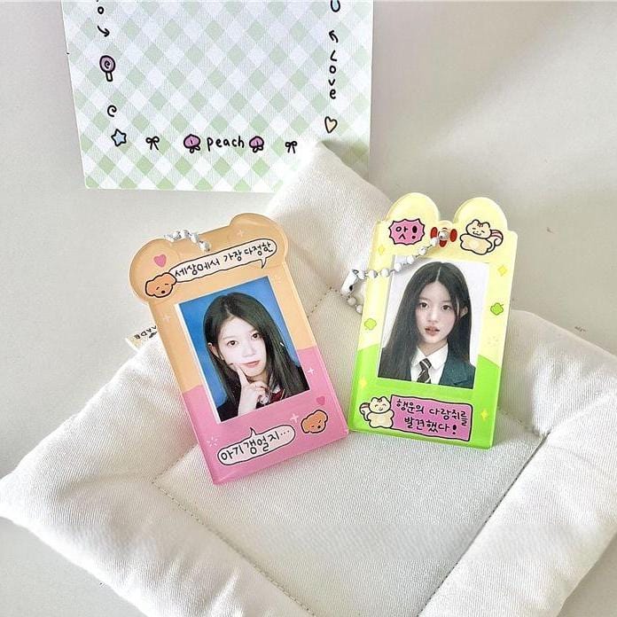 Korea Style Puppy Cat Acrylic Kpop Keychain Photocard Holder - ArtGalleryZen