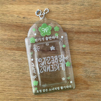 Thumbnail for Korean Style Lucky Clover Transparent Kpop Keychain Photocard Holder - ArtGalleryZen
