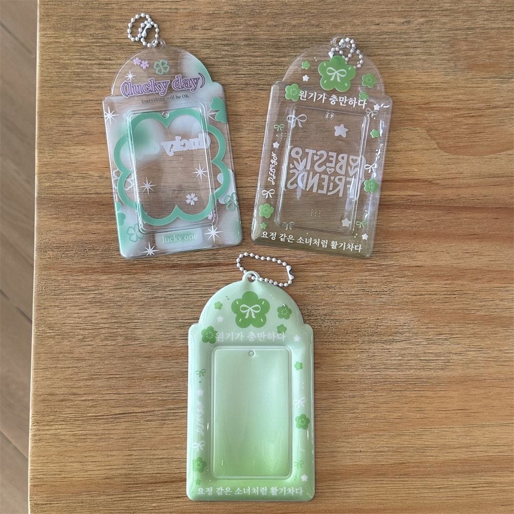 Korean Style Lucky Clover Transparent Kpop Keychain Photocard Holder - ArtGalleryZen