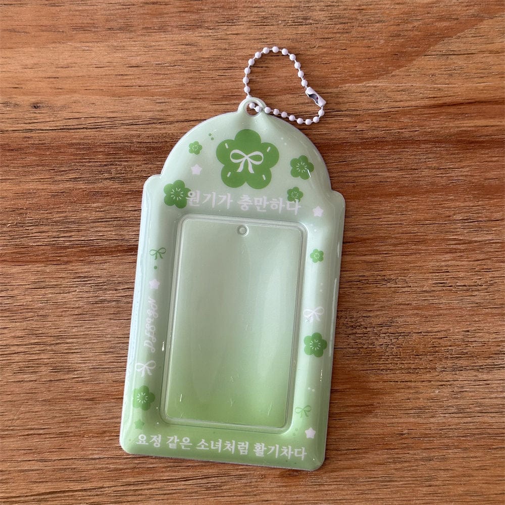 Korean Style Lucky Clover Transparent Kpop Keychain Photocard Holder - ArtGalleryZen