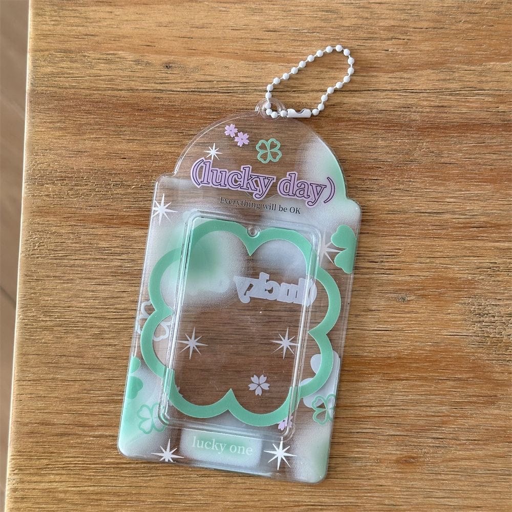 Korean Style Lucky Clover Transparent Kpop Keychain Photocard Holder - ArtGalleryZen