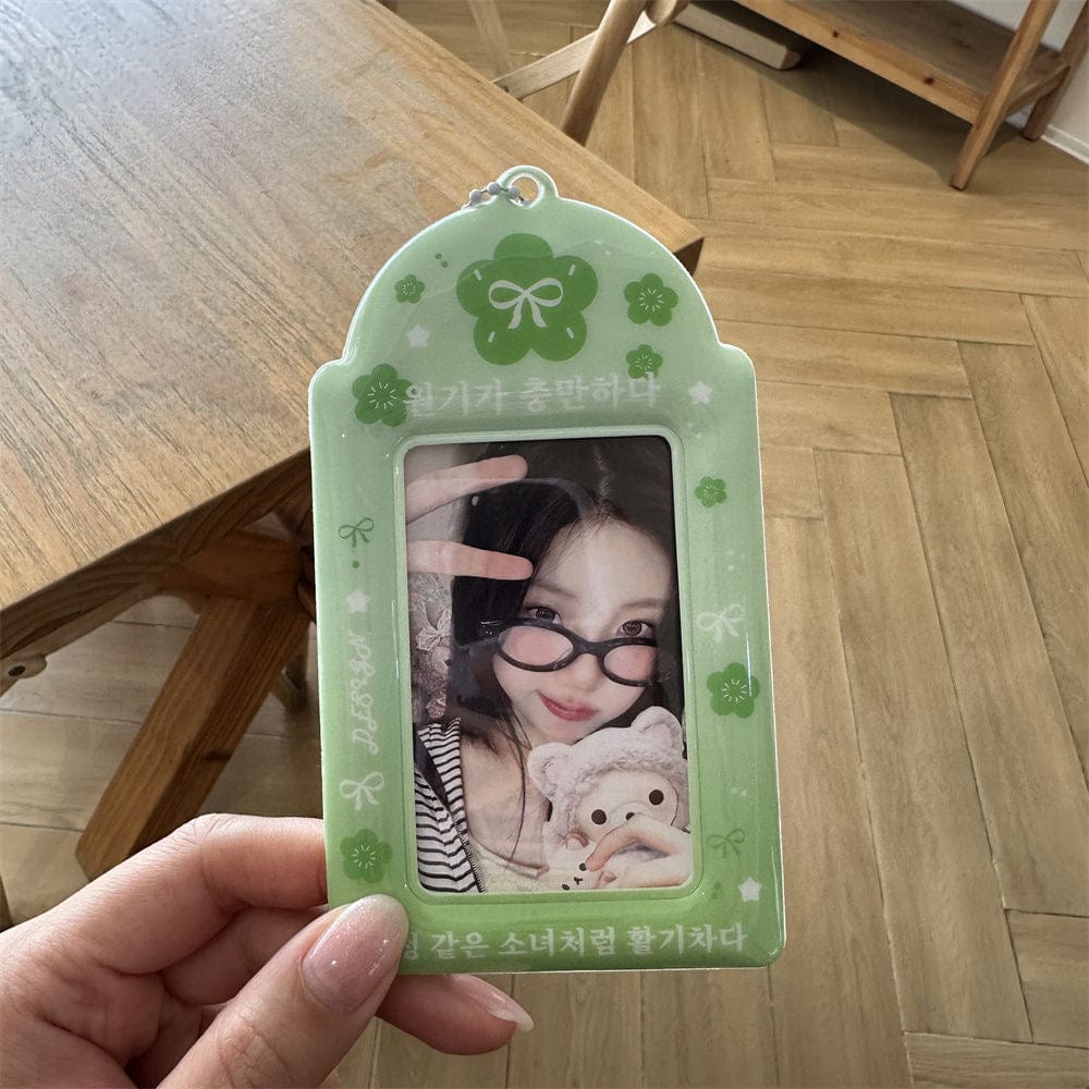 Korean Style Lucky Clover Transparent Kpop Keychain Photocard Holder - ArtGalleryZen