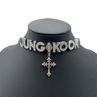 Thumbnail for Kpop BTS Rhinestone Inlaid Letter PU Leather Collar Choker Necklace Bracelet - ArtGalleryZen