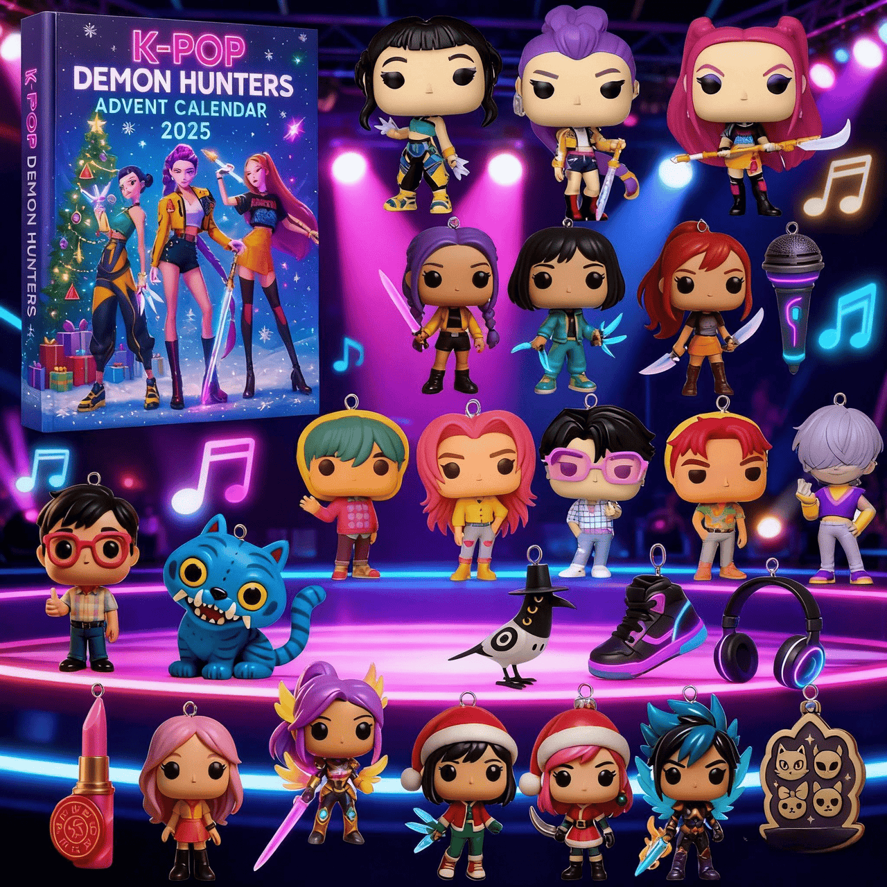 Kpop Demon Hunters Advent Countdown Calendar With 24pcs 3D Keychain Doll - ArtGalleryZen