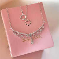 Thumbnail for Lace Hollowed-out Pattern Cubic Zirconia Inlaid Chain Necklace - ArtGalleryZen