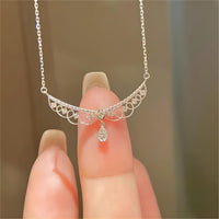 Thumbnail for Lace Hollowed-out Pattern Cubic Zirconia Inlaid Chain Necklace - ArtGalleryZen