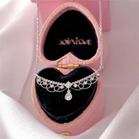 Thumbnail for Lace Hollowed-out Pattern Cubic Zirconia Inlaid Chain Necklace - ArtGalleryZen