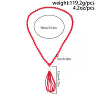 Thumbnail for Layered Seed Bead Ball Chain Tassel Y Necklace Choker for Women - ArtGalleryZen