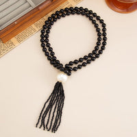 Thumbnail for Layered Seed Bead Ball Chain Tassel Y Necklace Choker for Women - ArtGalleryZen