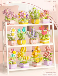 Thumbnail for LEGO Compatible Flower Pot Assembly Building Blocks - ArtGalleryZen
