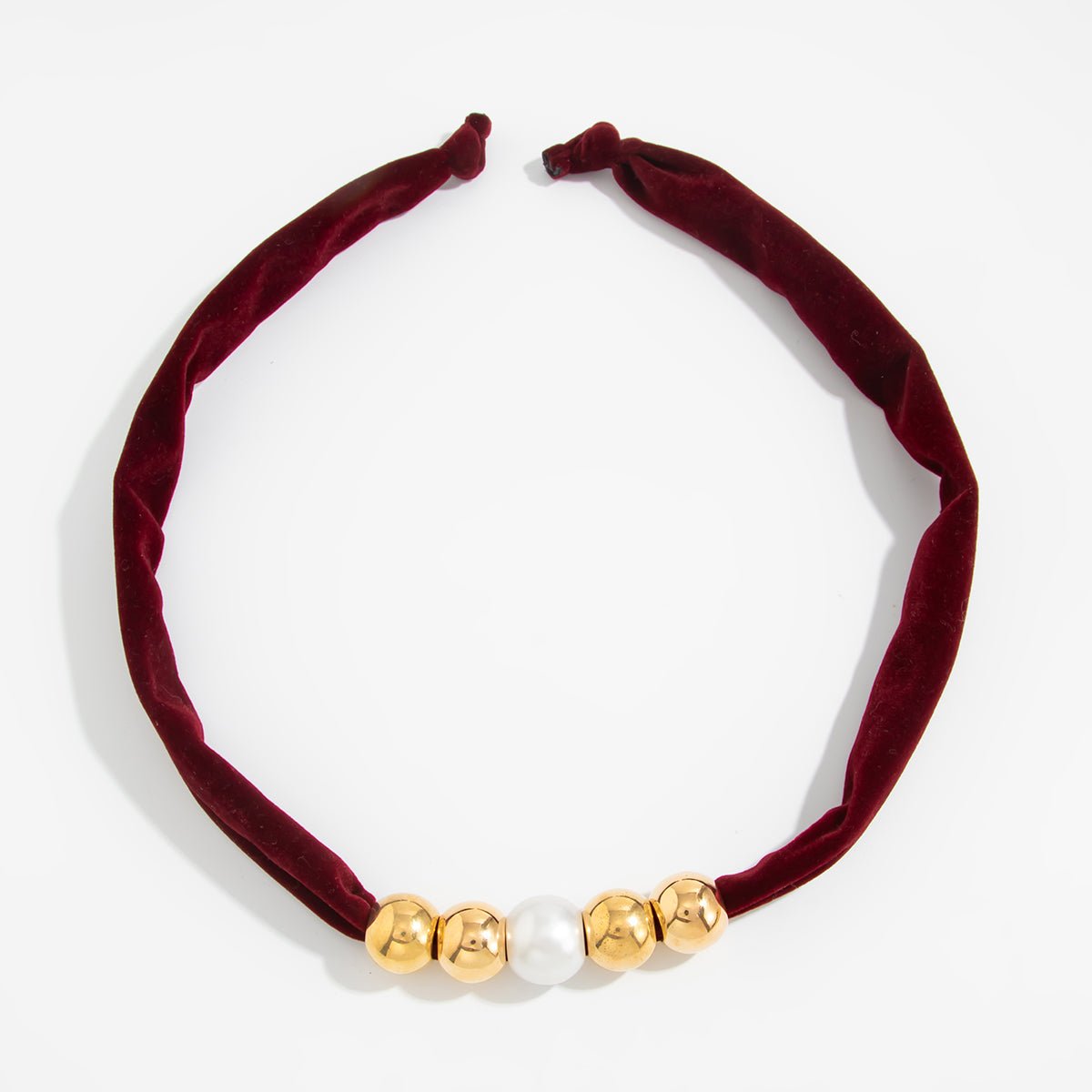 Leopard Print Velvet Choker Pearl Beaded Gold Tone Retro Y2K Necklace - ArtGalleryZen