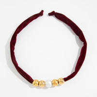 Thumbnail for Leopard Print Velvet Choker Pearl Beaded Gold Tone Retro Y2K Necklace - ArtGalleryZen