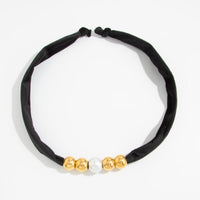 Thumbnail for Leopard Print Velvet Choker Pearl Beaded Gold Tone Retro Y2K Necklace - ArtGalleryZen