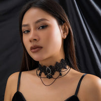 Thumbnail for Lolita Layered Cryctal Oval Lace Choker Necklace - ArtGalleryZen