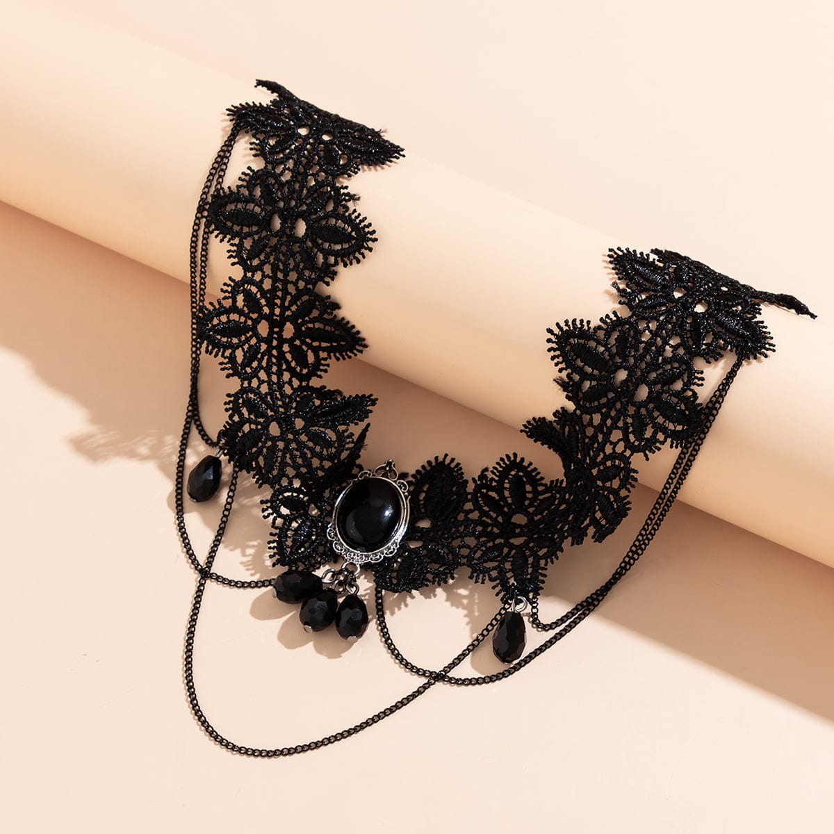 Lolita Layered Cryctal Oval Lace Choker Necklace - ArtGalleryZen