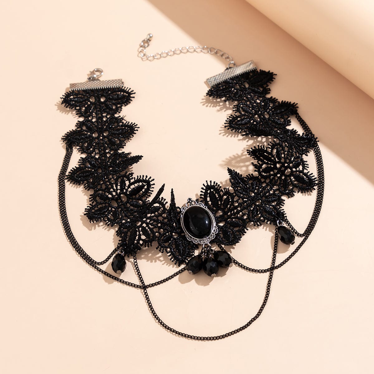 Lolita Layered Cryctal Oval Lace Choker Necklace - ArtGalleryZen