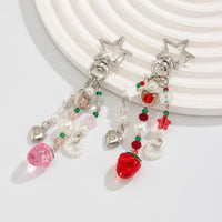 Thumbnail for Lovely 2pcs Strawberry Pearl Heart Charm Star Keychain Set - ArtGalleryZen