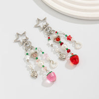Thumbnail for Lovely 2pcs Strawberry Pearl Heart Charm Star Keychain Set - ArtGalleryZen