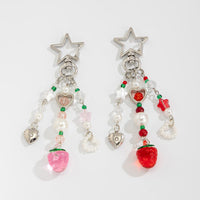 Thumbnail for Lovely 2pcs Strawberry Pearl Heart Charm Star Keychain Set - ArtGalleryZen
