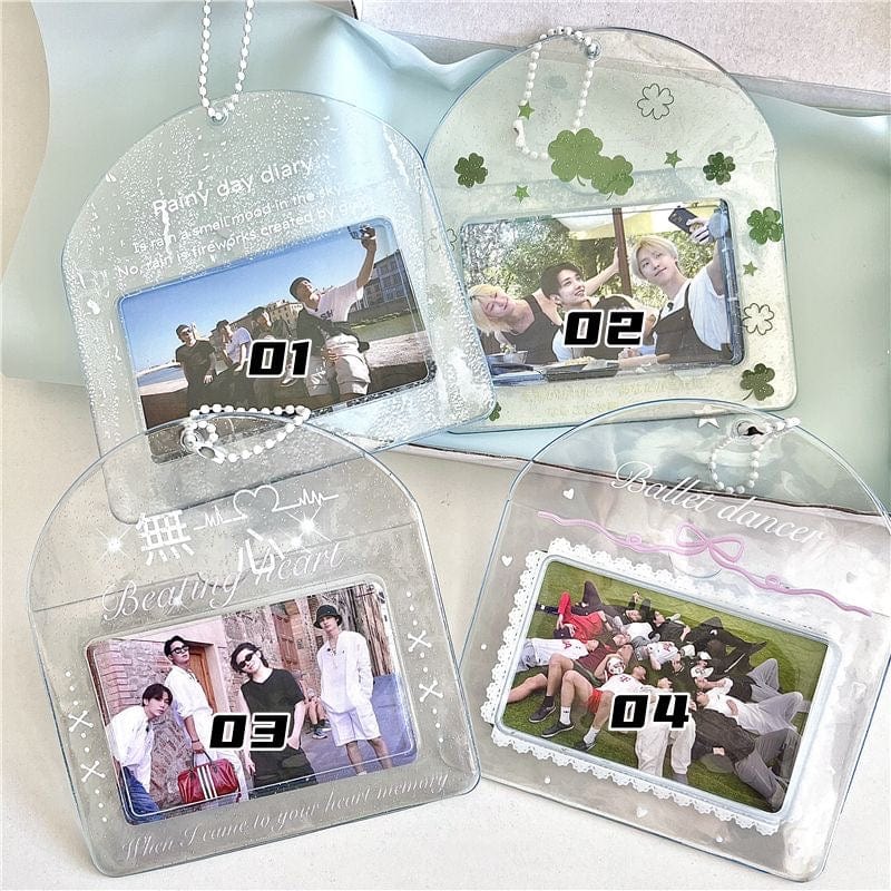 Lucky Clover Rainy Day Kpop Keychain Horizontal Photocard Holder - ArtGalleryZen