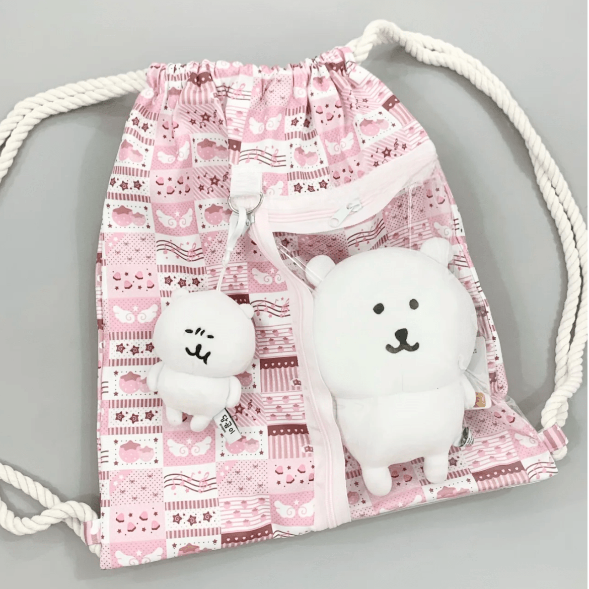 Lucky Clover Strawberry Pudding Kpop Fan Display Drawstring Backpack - ArtGalleryZen