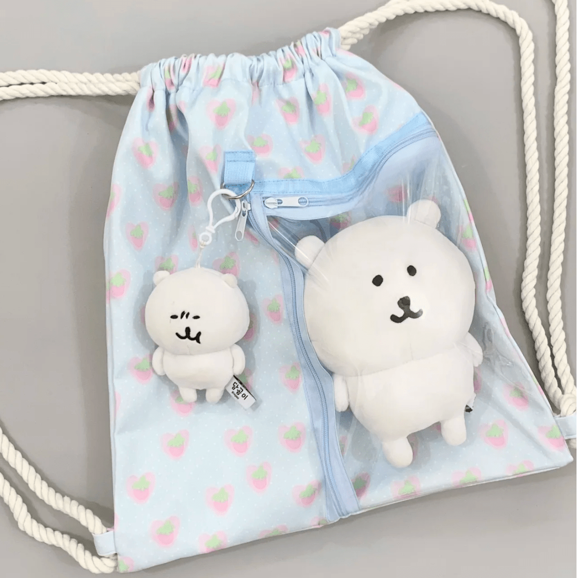 Lucky Clover Strawberry Pudding Kpop Fan Display Drawstring Backpack - ArtGalleryZen