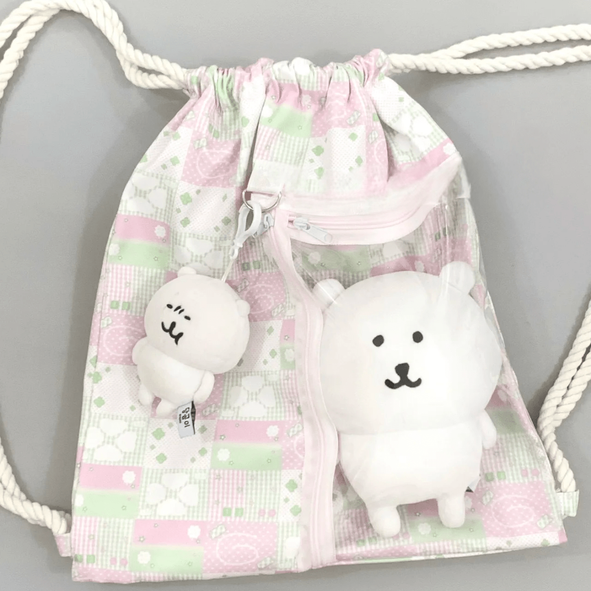 Lucky Clover Strawberry Pudding Kpop Fan Display Drawstring Backpack - ArtGalleryZen