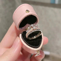 Thumbnail for Lux 2 Pieces Stackable Crystal Crown Ring Set - ArtGalleryZen