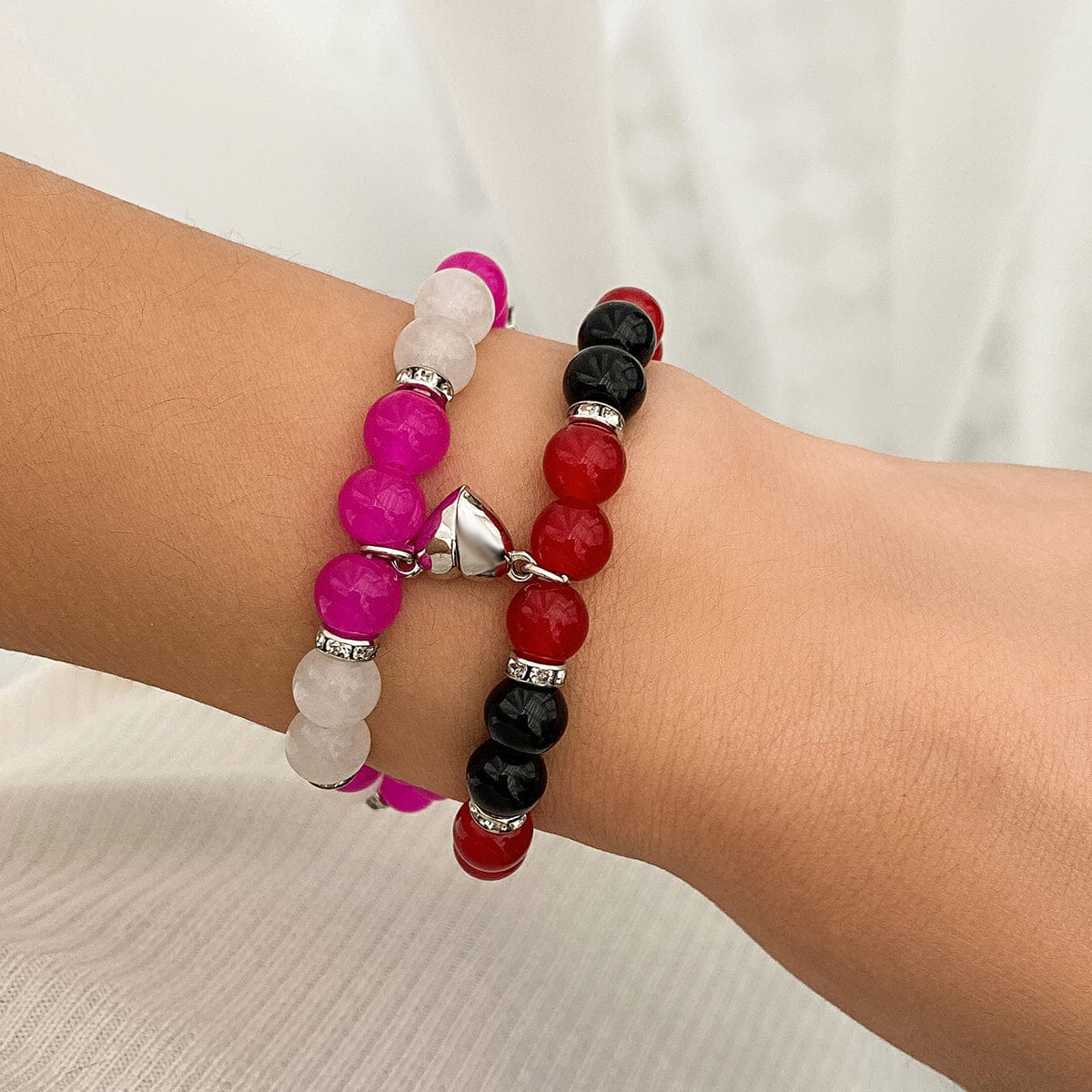 Magnetic Star Heart Charm Agate Matching Bracelet Set - ArtGalleryZen