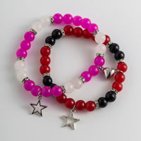 Thumbnail for Magnetic Star Heart Charm Agate Matching Bracelet Set - ArtGalleryZen