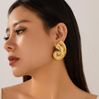 Thumbnail for Metallic Chunky Conch Shaped Stud Earrings